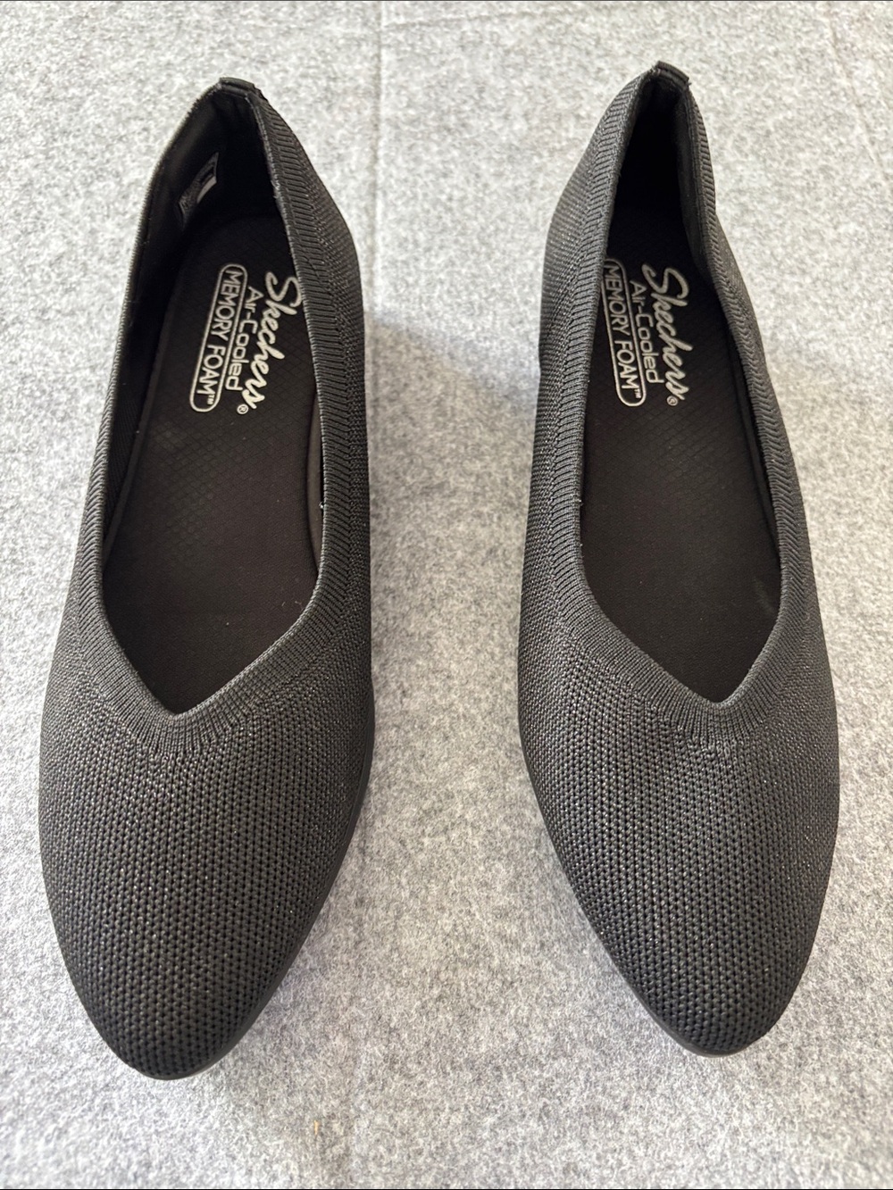 Skechers Women's Black Slip-On Pointed Knit Flats